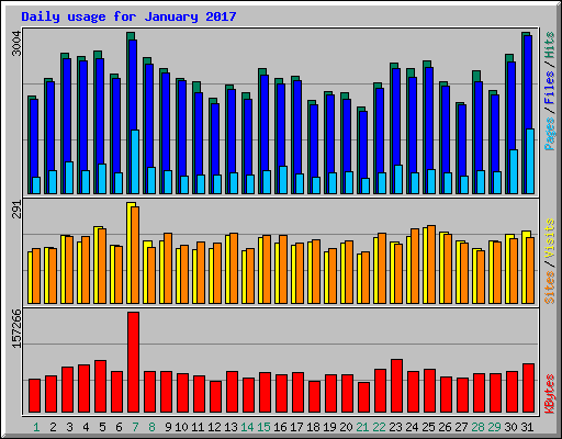 Daily usage for January 2017