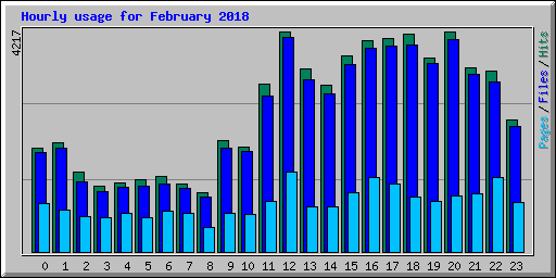 Hourly usage for February 2018